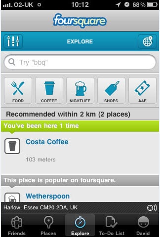 Foursquare's Explore Options