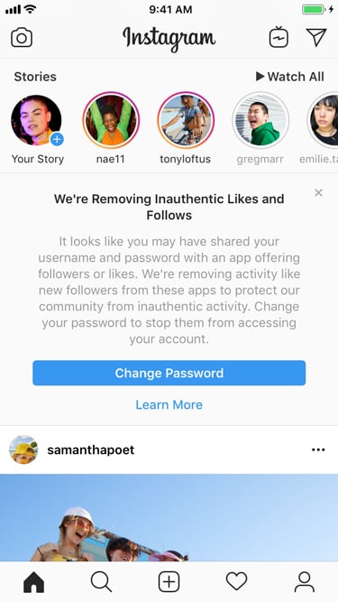 Instagram reduces inauthentic activity