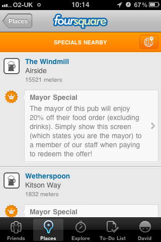 More specials available on Foursquare v3.0