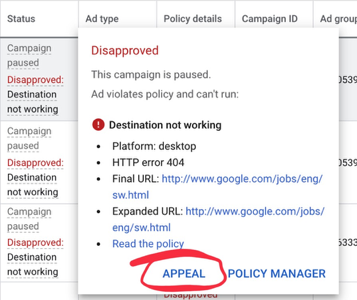 Google Ads Appeal Update