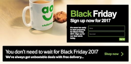 Good example of a Black Friday landing page