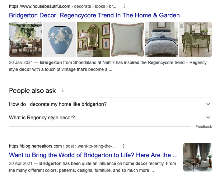 Bridgerton Decor Google