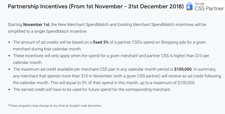 Google CSS Incentives