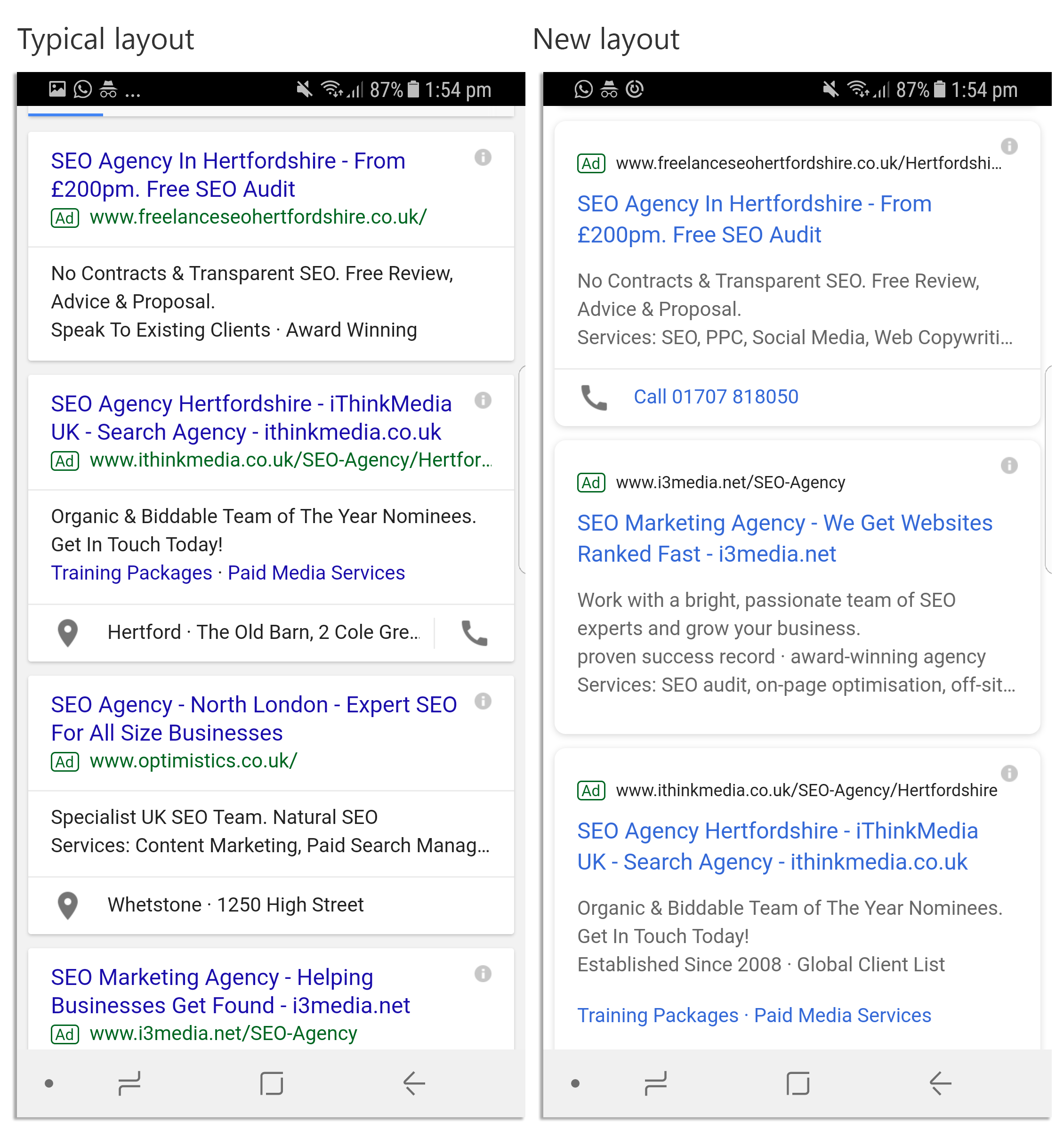 PPC Ad changes in mobile SERPs
