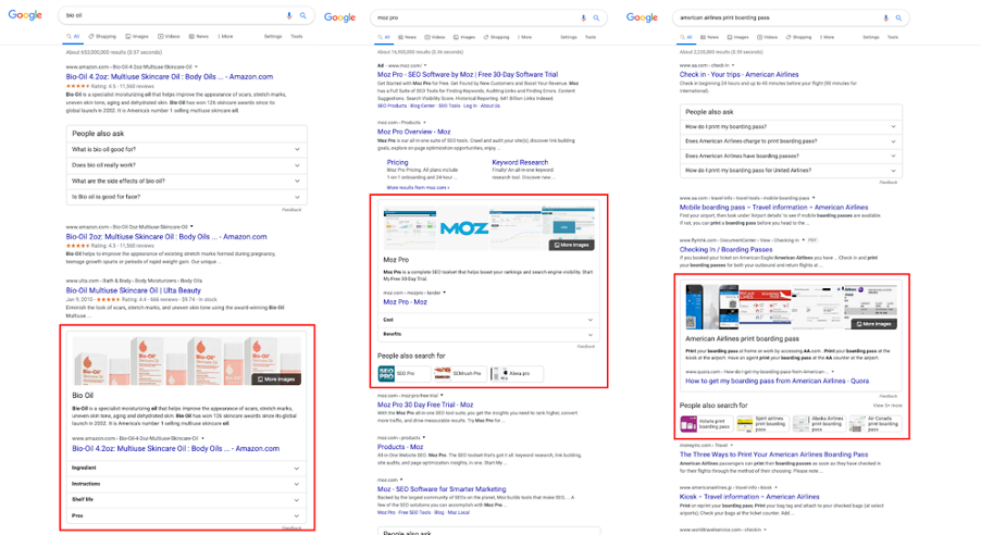 featured snippets appearing lower