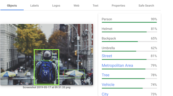 Blue Backpack Image Used for Google Vision AI