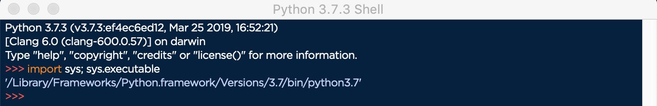 Honcho Python Screenshot: import sys; sys.executable