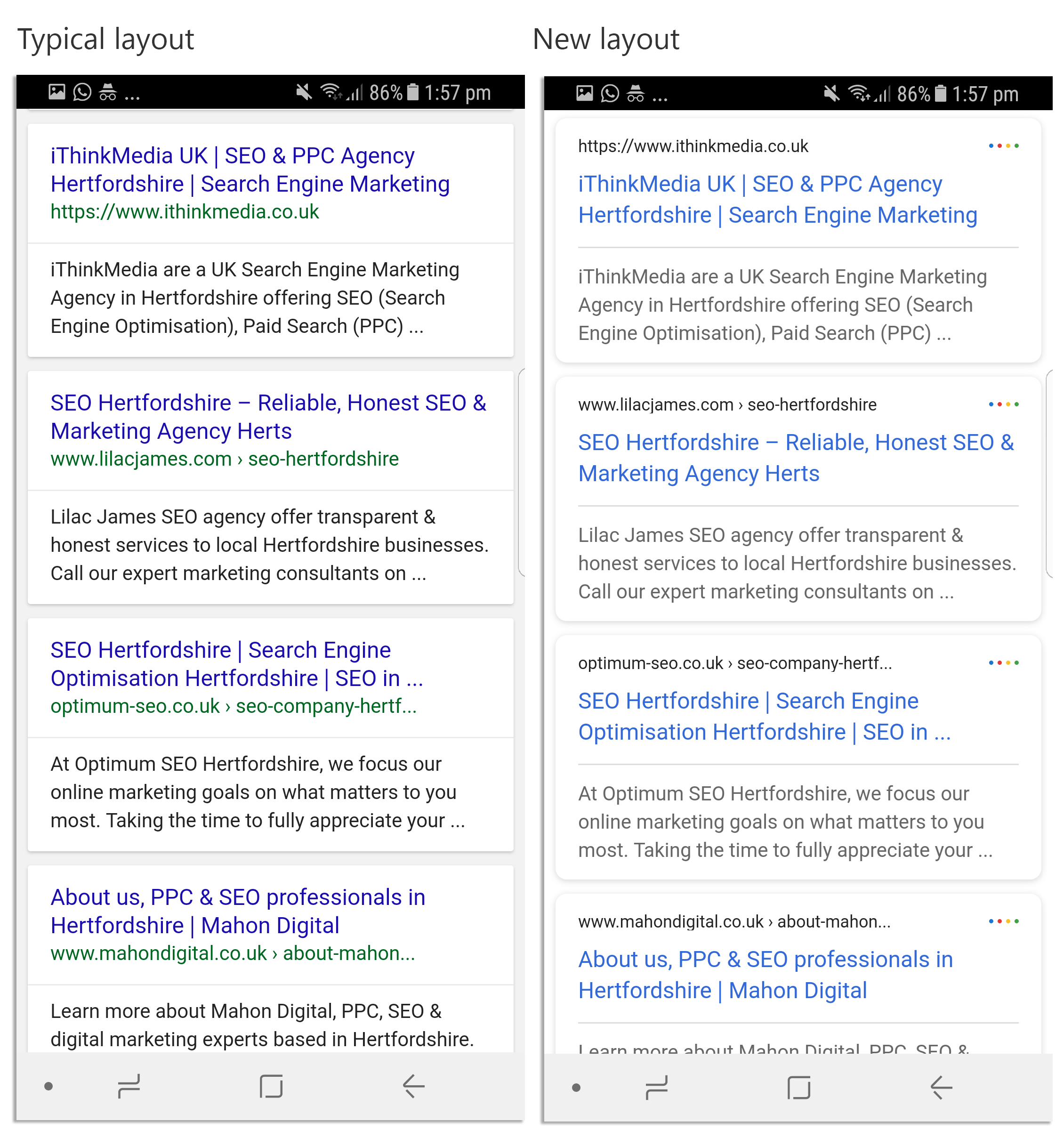 Organic mobile SERP changes